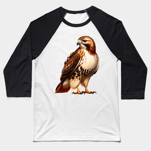 Red Tailed Hawk Bird Baseball T-Shirt by The Jumping Cart